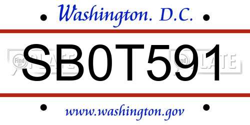 SB0T591 District Of Columbia License Plate