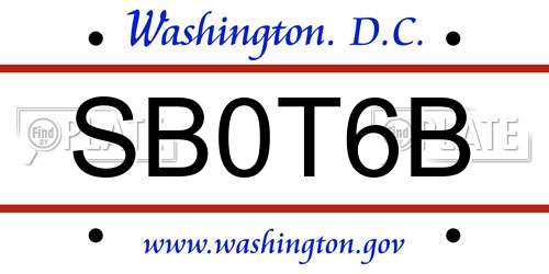 SB0T6B District Of Columbia License Plate