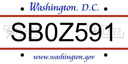 SB0Z591 District Of Columbia License Plate