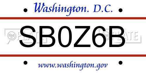 SB0Z6B District Of Columbia License Plate