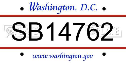 SB14762 District Of Columbia License Plate