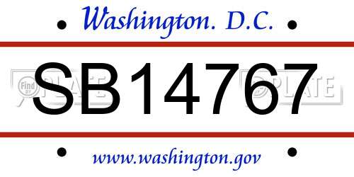 SB14767 District Of Columbia License Plate