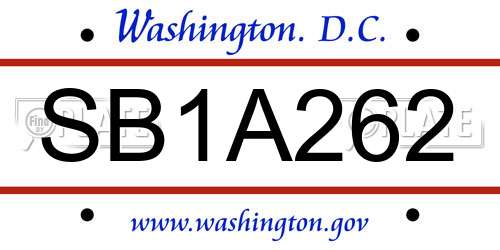 SB1A262 District Of Columbia License Plate
