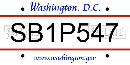 SB1P547 District Of Columbia License Plate
