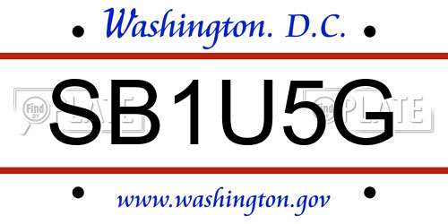 SB1U5G District Of Columbia License Plate