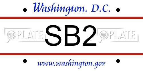 SB2 District Of Columbia License Plate