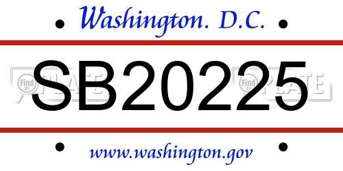 SB20225 District Of Columbia License Plate