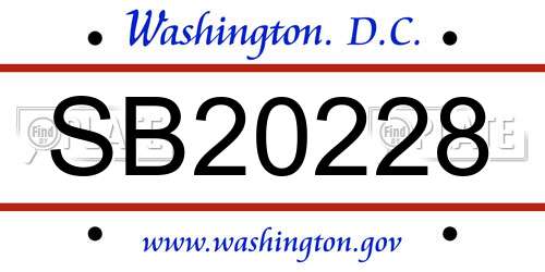 SB20228 District Of Columbia License Plate