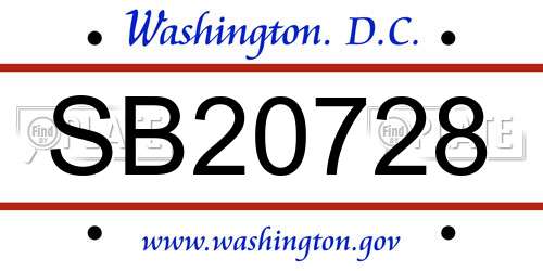 SB20728 District Of Columbia License Plate
