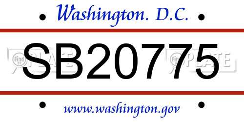 SB20775 District Of Columbia License Plate