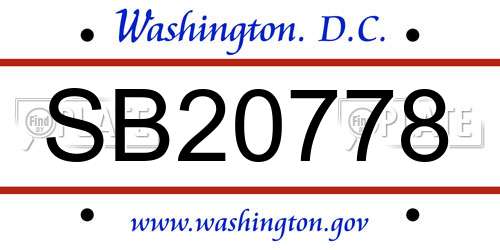 SB20778 District Of Columbia License Plate