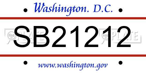 SB21212 District Of Columbia License Plate