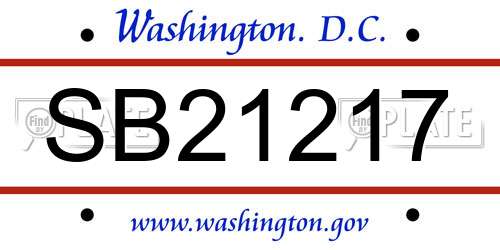 SB21217 District Of Columbia License Plate