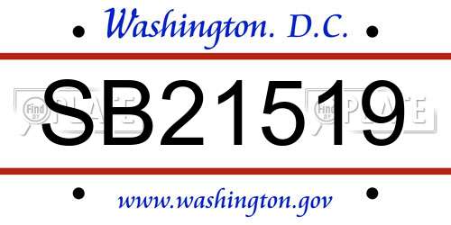 SB21519 District Of Columbia License Plate
