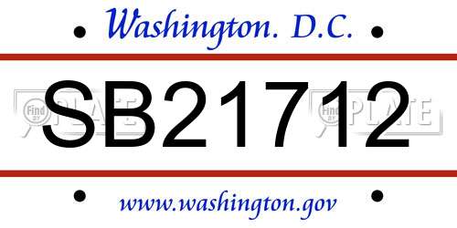 SB21712 District Of Columbia License Plate