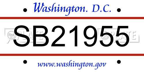 SB21955 District Of Columbia License Plate
