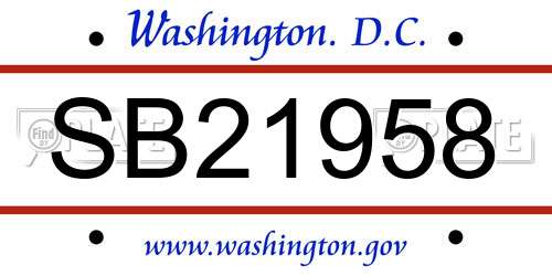 SB21958 District Of Columbia License Plate