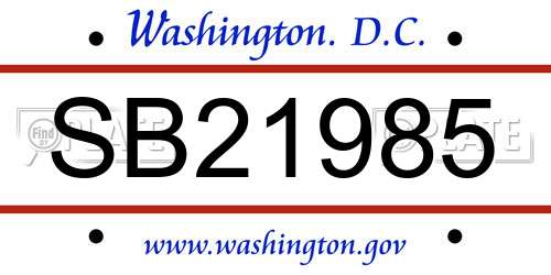 SB21985 District Of Columbia License Plate