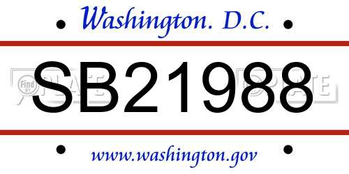 SB21988 District Of Columbia License Plate