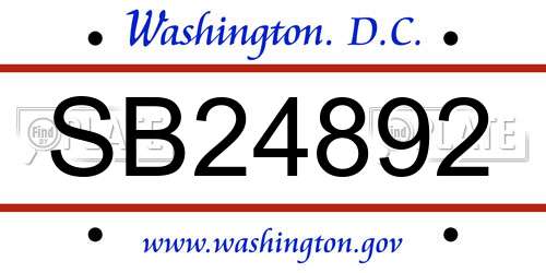 SB24892 District Of Columbia License Plate
