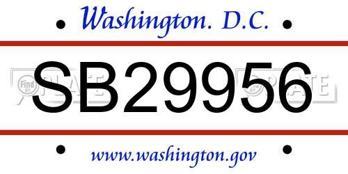 SB29956 District Of Columbia License Plate
