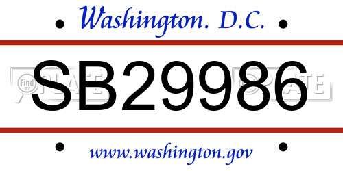 SB29986 District Of Columbia License Plate