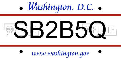 SB2B5Q District Of Columbia License Plate
