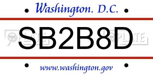 SB2B8D District Of Columbia License Plate