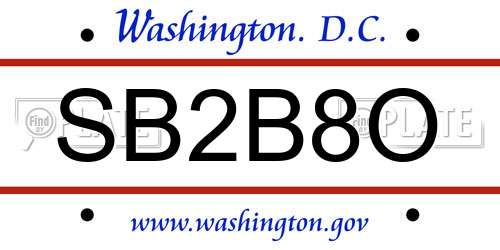SB2B8O District Of Columbia License Plate