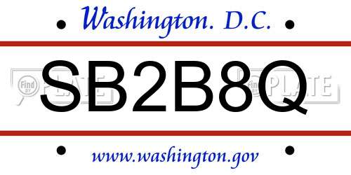 SB2B8Q District Of Columbia License Plate