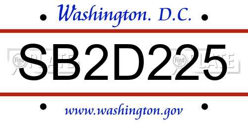 SB2D225 District Of Columbia License Plate