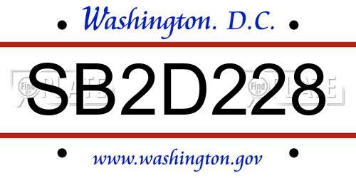 SB2D228 District Of Columbia License Plate