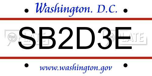 SB2D3E District Of Columbia License Plate