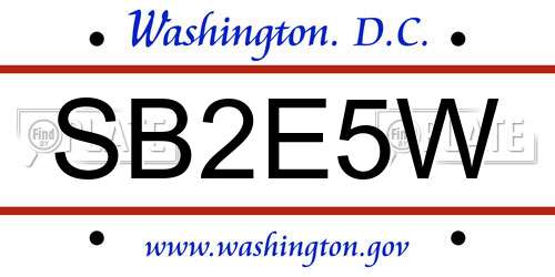 SB2E5W District Of Columbia License Plate