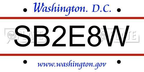 SB2E8W District Of Columbia License Plate