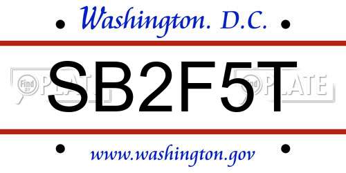 SB2F5T District Of Columbia License Plate