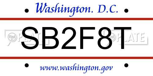 SB2F8T District Of Columbia License Plate