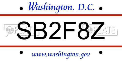 SB2F8Z District Of Columbia License Plate