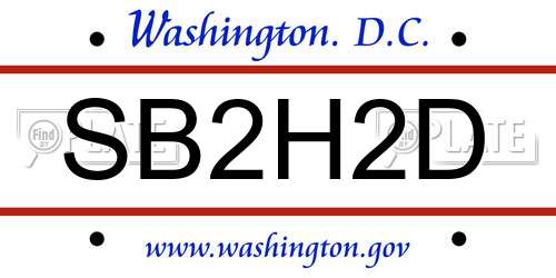 SB2H2D District Of Columbia License Plate