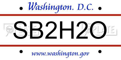 SB2H2O District Of Columbia License Plate