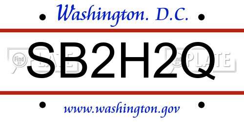 SB2H2Q District Of Columbia License Plate