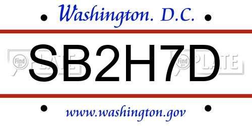 SB2H7D District Of Columbia License Plate