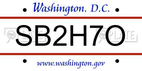 SB2H7O District Of Columbia License Plate