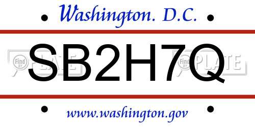 SB2H7Q District Of Columbia License Plate