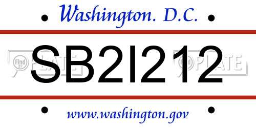 SB2I212 District Of Columbia License Plate