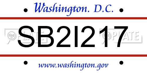 SB2I217 District Of Columbia License Plate