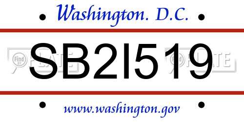 SB2I519 District Of Columbia License Plate