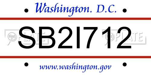 SB2I712 District Of Columbia License Plate