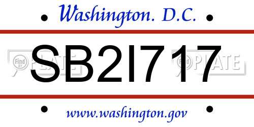 SB2I717 District Of Columbia License Plate
