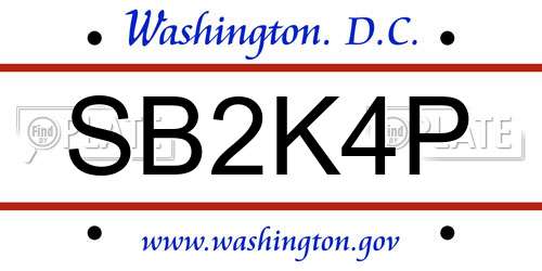SB2K4P District Of Columbia License Plate